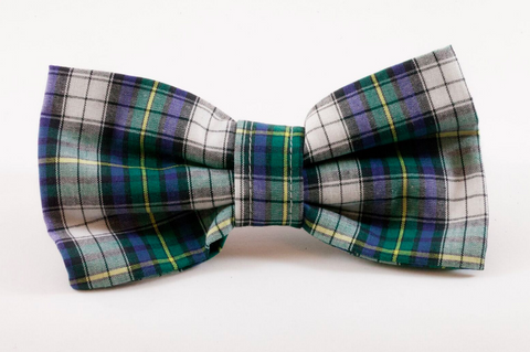 Green and Blue Prep School Plaid Dog Bow Tie