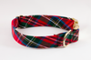 Red Scottish Tartan Plaid Dog Collar