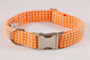 Preppy Orange Gingham Girl Dog Flower Bow Tie Collar