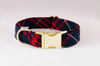 Navy and Red Old South Plaid Dog Collar