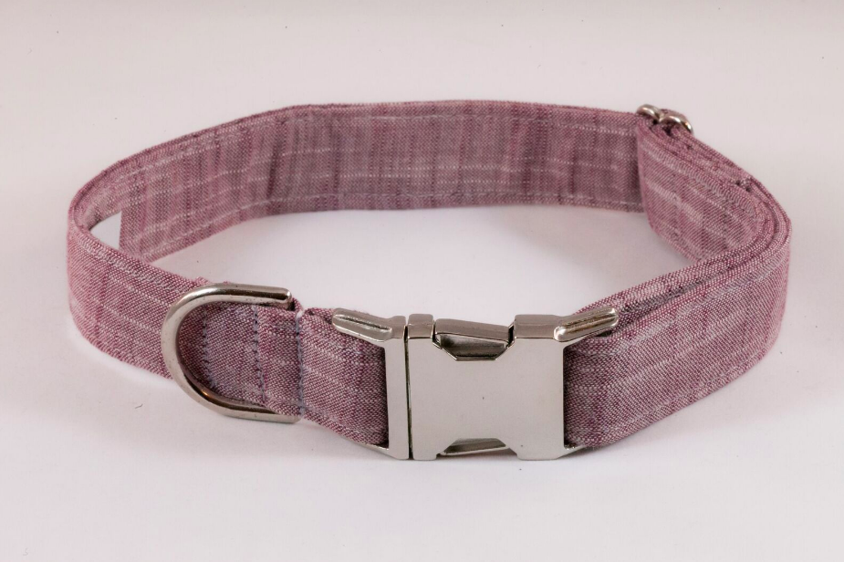 Plum Chambray Dog Collar