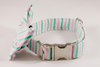 Preppy Pink and Green Seersucker Bow Tie Dog Collar