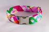Preppy Pink and Yellow Madras Girl Dog Flower Bow Tie Collar