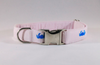 Preppy Pink Crab Seersucker Bow Tie Dog Collar