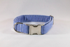 Preppy Navy Blue Gingham Seersucker Dog Bow Tie Collar