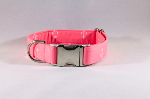 Pink Anchor Dog Collar