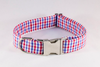 Preppy Red White and Blue Gingham Ole Miss Rebels Football Dog Bow Tie Collar