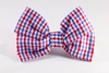 Preppy Red White and Blue Gingham Girl Dog Bow Tie Collar, Ole Miss Rebels