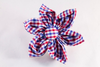 Preppy Red White and Blue Gingham Girl Dog Flower Bow Tie Collar, Ole Miss Rebels