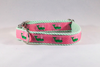 Seersucker Pink and Green Nantucket Whale Girl Dog Flower Bow Tie Collar