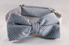 Preppy Grey Seersucker Bow Tie Dog Collar