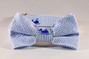 Preppy Blue Whale Seersucker Bow Tie Dog Collar