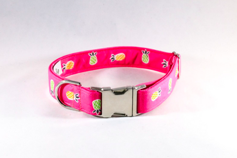 Pink Pineapple Girl Dog Collar