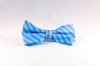 Preppy Aqua and Coral Seaside Stripes Dog Bow Tie Collar