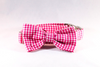 Preppy Hot Pink Gingham Bow Tie Dog Collar