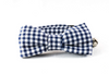 Preppy Navy Blue Seersucker Gingham Bow Tie Kitty Cat Collar