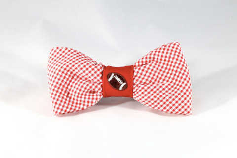 Preppy Red Gingham NC State Football Dog Bow Tie, North Carolina State University