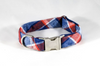 Red White and Blue Americana Plaid Flannel Dog Collar