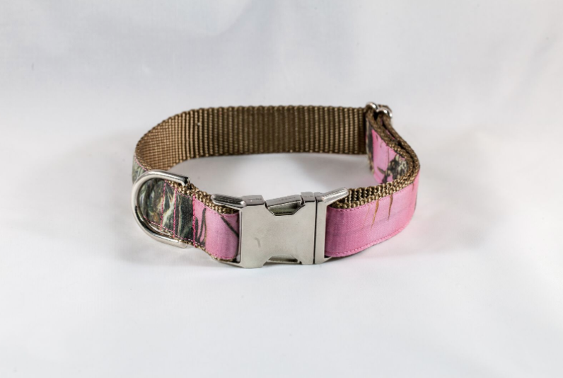The Sporting Pup Pink Girl Dog Camo Collar--Brown