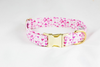 Preppy Pink Hearts and Seersucker Valentine's Day Girl Dog Flower Bow Tie Collar